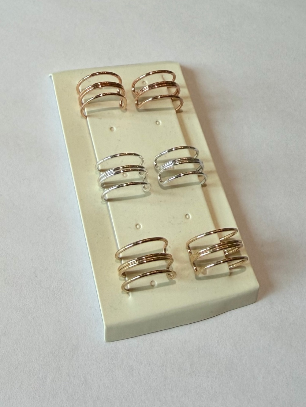 Triple Band Ear Cuffs in Rose Gold, Silver, and Gold - Women Jewelry